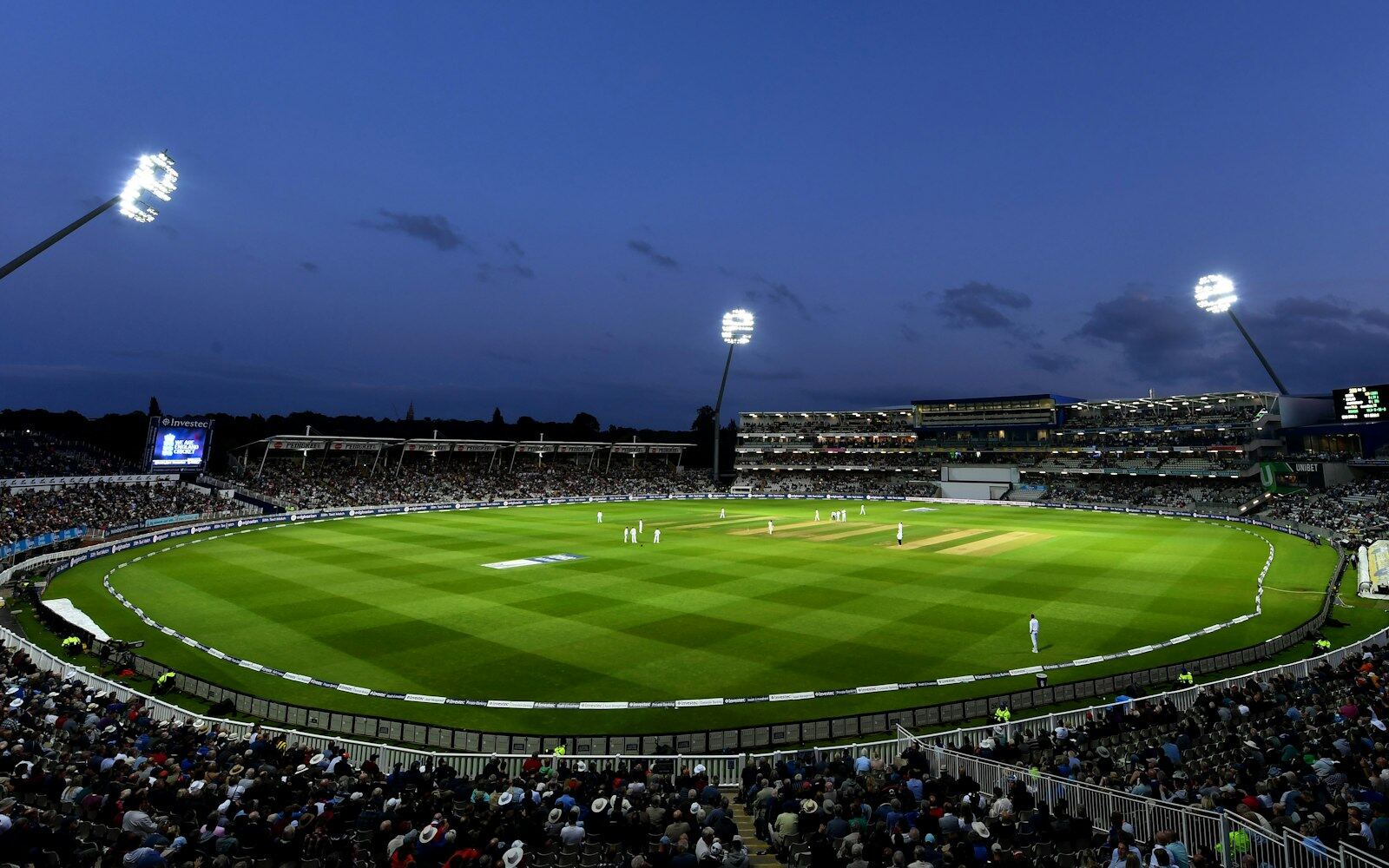 Cricket stadium under lights